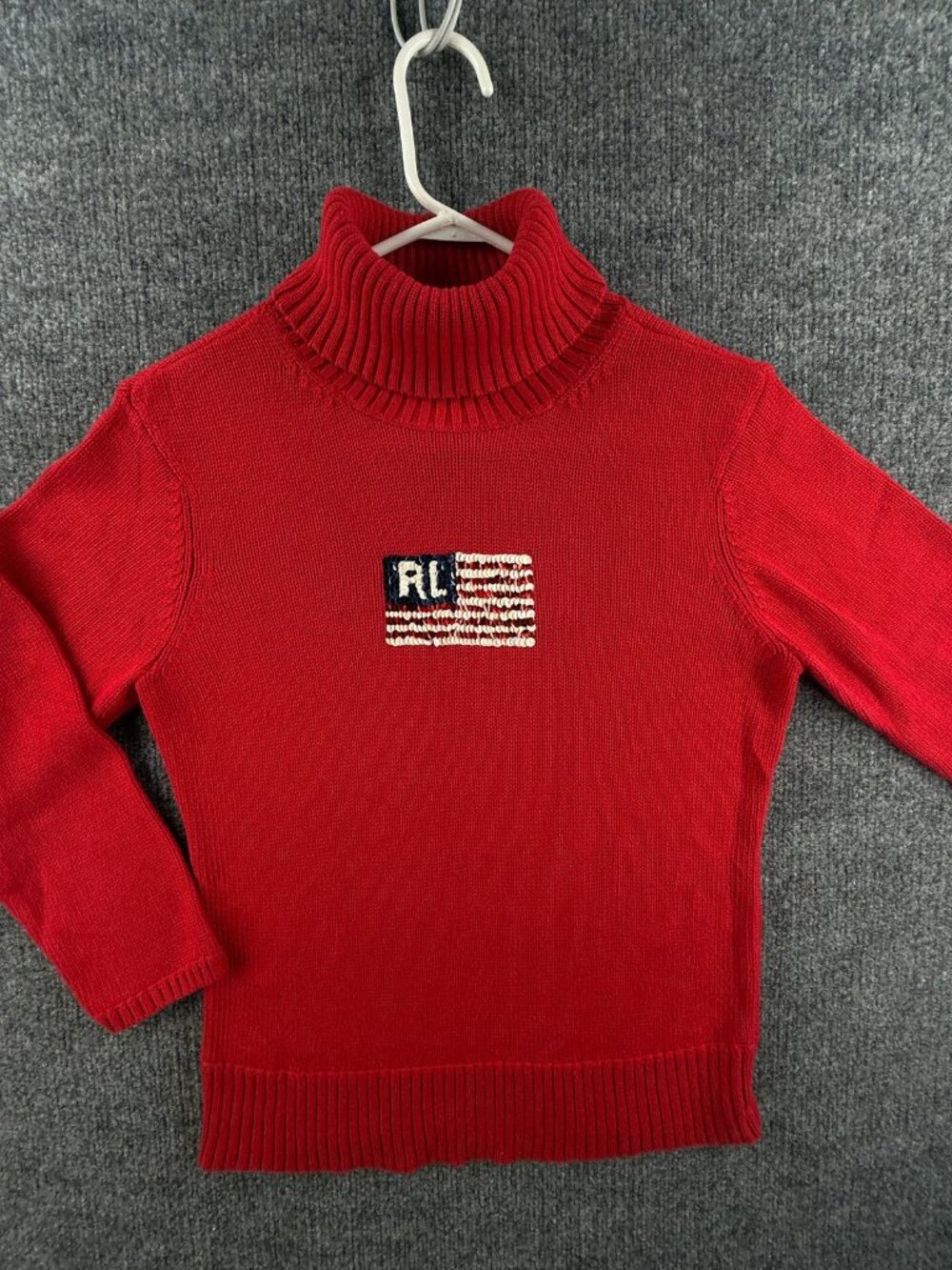Ralph Lauren Sequin Embellished USA Flag Polo Jeans Company Medium Turtleneck